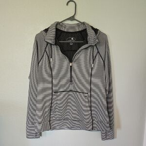 Tangerine Striped 1/4 Zip Hoodie Size Large